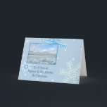 Cartão De Festividades Sobrinho & seu Natal do lago winter do sócio<br><div class="desc">cartão</div>