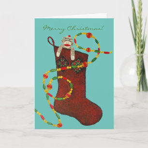 Cartão De Festividades Sock Monkey Christmas Card