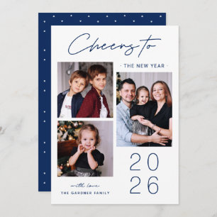 Cartão De Festividades Sofisticação Simples: 3 Foto Ano Novo 2025