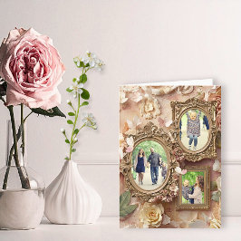 Cartão De Festividades Soft Gold Baroque Floral Memory Frame Collage