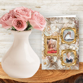 Cartão De Festividades Soft Gold Baroque Floral Photo Frames Collage