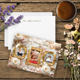 Cartão De Festividades Soft Gold Baroque Floral Photo Frames Collage