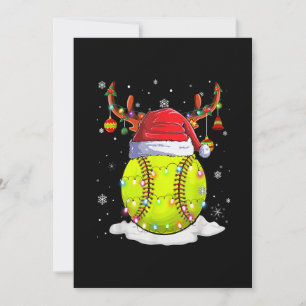 Cartão De Festividades Softball Santa Hat Reindee Natal Luzes Engraçadas