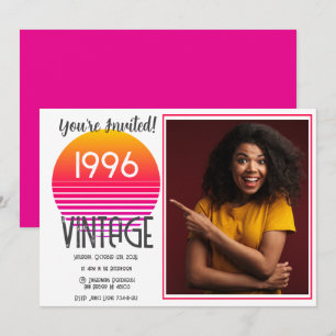 Cartão De Festividades Sol Rosa Retro 1996 30º Aniversário