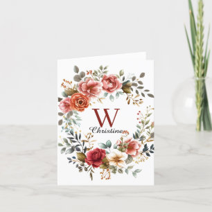 Cartão De Festividades Sola Floral Elegante de Aquarela com Rosas Mudados