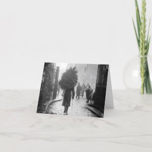 Cartão De Festividades SOLDADOR DE natais vintages COM ÁRVORE 1915