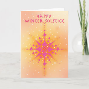 Cartão De Festividades Solstício de inverno com sol quente e flocos de n