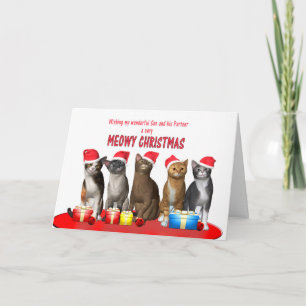 Cartão De Festividades Son and partner, Cats in Christmas hats