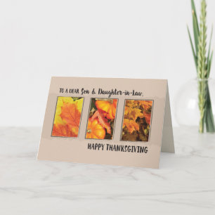 Cartão De Festividades Son & Daughter-in-Law Thanksgiving Three Leaves