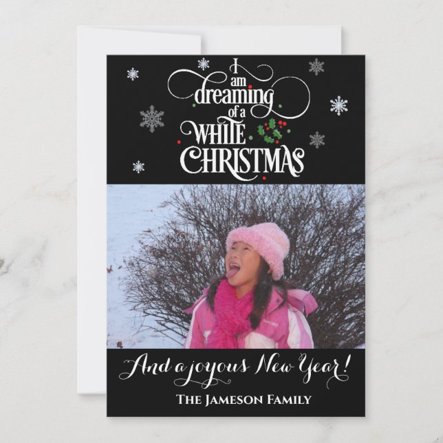 Cartão De Festividades Sonhando Com Um Feriado De Natal Branco (Frente)