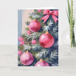Cartão De Festividades Sonhando com um Natal Rosa | Alegre Aquarela