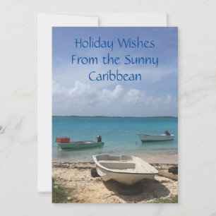 Cartão De Festividades Sonhando no Caribe Bonaire Barcos de Pesca Oceano