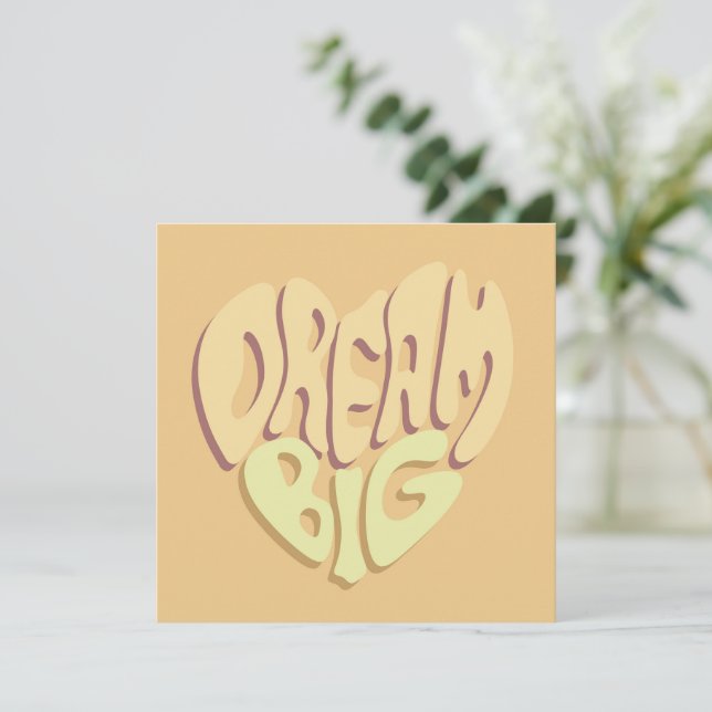 Cartão De Festividades Sonho Grande: Palavras Positivas Amarelas (Em pé/Frente)