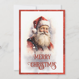 Cartão De Festividades Sorriso Santa Claus Watercolor