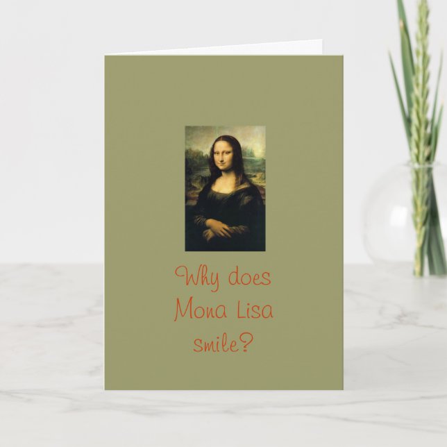 Cartão De Festividades Sorrisos de Mona Lisa (Frente)