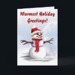 Cartão De Festividades Sorrisos do boneco de neve<br><div class="desc">Projetou belamente ambos para dentro e para fora. Um cartão bonito a enviar a qualquer um para os feriados. Este cartão é verdadeiramente travamento do olho! O interior bonito do cumprimento que é removível para o cartão vazio ou muda-o para refletir seu cumprimento pessoal!</div>