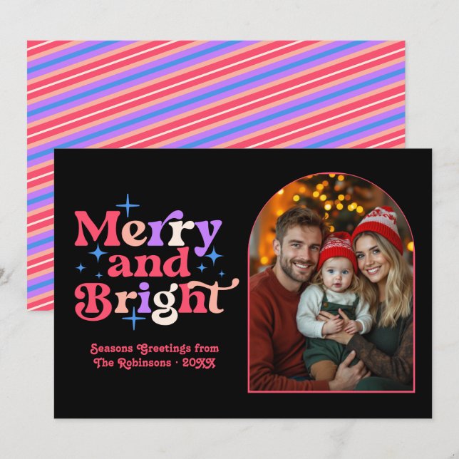 Cartão De Festividades Sorvete de Frutas Vermelhas Natal Moderno e Retrô  (Frente/Verso)