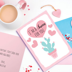 Cartão De Festividades Sou Succa por você, Dia de os namorados Cactus.