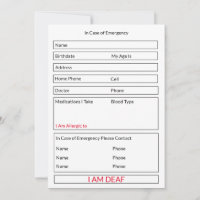 Sou surdo em caso de emergência para crianças e ad