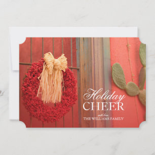 Cartão De Festividades Southwest Christmas - Chili Ristra Red Wreath