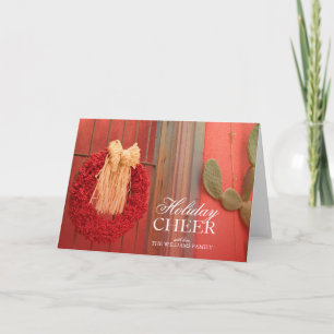 Cartão De Festividades Southwest Christmas - Chili Ristra Red Wreath