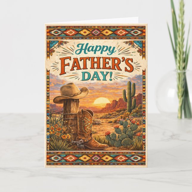 Cartão De Festividades Southwestern Desert Cowboy Fathers Day (Frente)