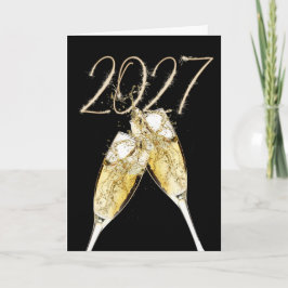 Cartão De Festividades Sparklers e Champagne de Felizes anos novos 2026