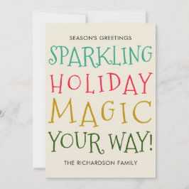 Cartão De Festividades Sparkling Holiday Magic Flat Holiday Card