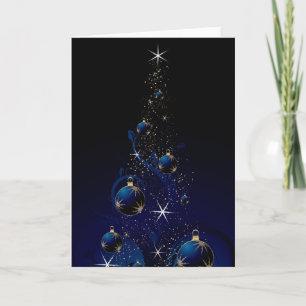 Cartão De Festividades Sparkly Blue Christmas Tree
