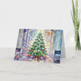 Cartão De Festividades Sparkly Christmas Tree Merry Xmas Geometric
