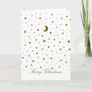 Cartão De Festividades Sparkly gold Christmas moon, stars