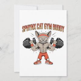 Cartão De Festividades Sphynx Cat Gym Buddy Cartoon Fitness Art