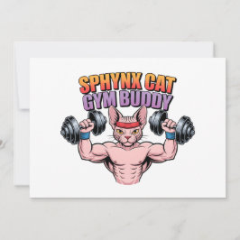 Cartão De Festividades Sphynx Cat Gym Buddy Muscular Cartoon