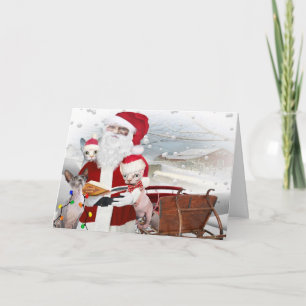 Cartão De Festividades Sphynx Kitten Christmas With Santa