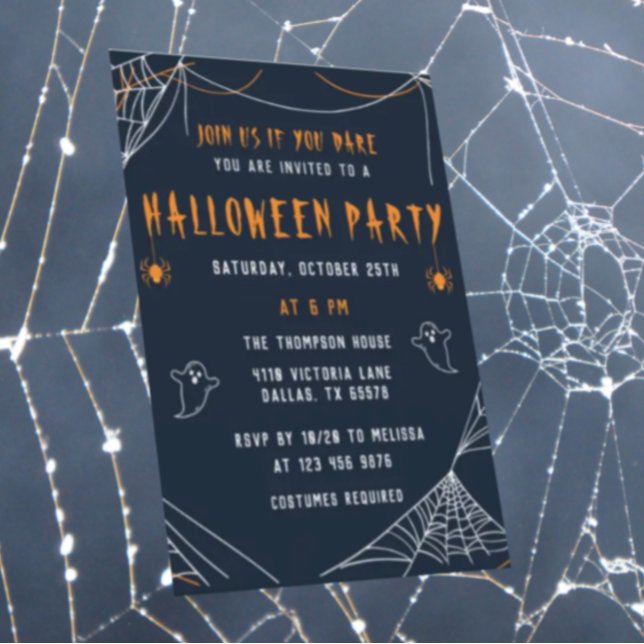 Cartão De Festividades Spider Webs Halloween Adult Party Holiday Card (Criador carregado)