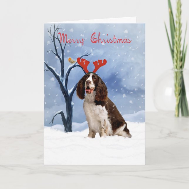 Cartão De Festividades springer spaniel christmas card - springer spanie (Frente)