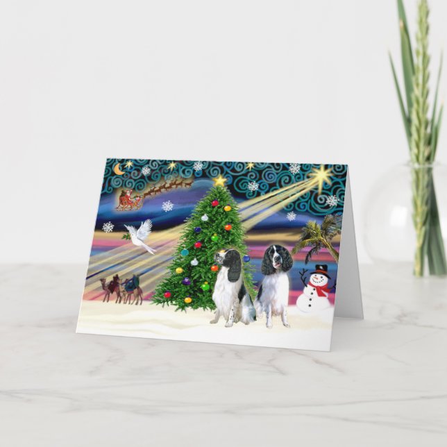 Cartão De Festividades Springers de Mágico Natal em Inglês (dois) (Frente)