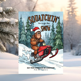 Cartão De Festividades Squatchin' through the Snow Bigfoot Christmas