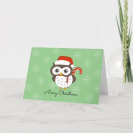 Cartão De Festividades Sr. Coruja Candy Cane Flocos de Neve Natal