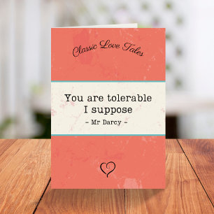 Cartão De Festividades Sr. Darcy, Dia de os namorados de citação engraçad