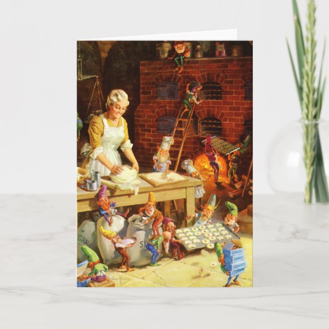 Cartão De Festividades Sra. Claus & biscoitos do Natal do assar dos (Frente)