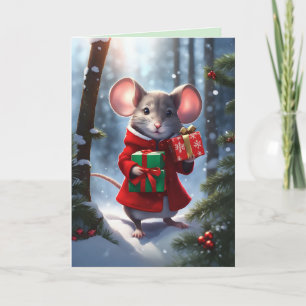 Cartão De Festividades Srta. Mousie Carregando Gifts