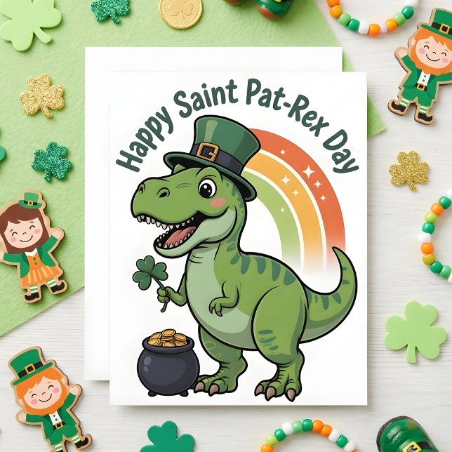 Cartão De Festividades St Patrick’s Day Card Pat Rex Dino (Criador carregado)