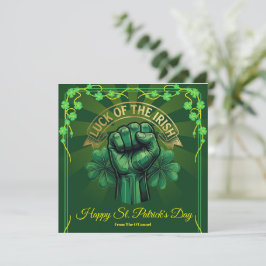 Cartão De Festividades St. Patrick’s Day Luck of the Irish Fist Shamrock