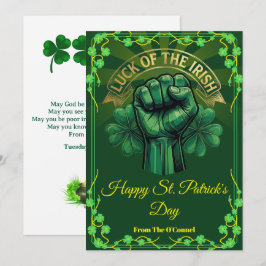 Cartão De Festividades St. Patrick’s Day Luck of the Irish Fist Shamrock