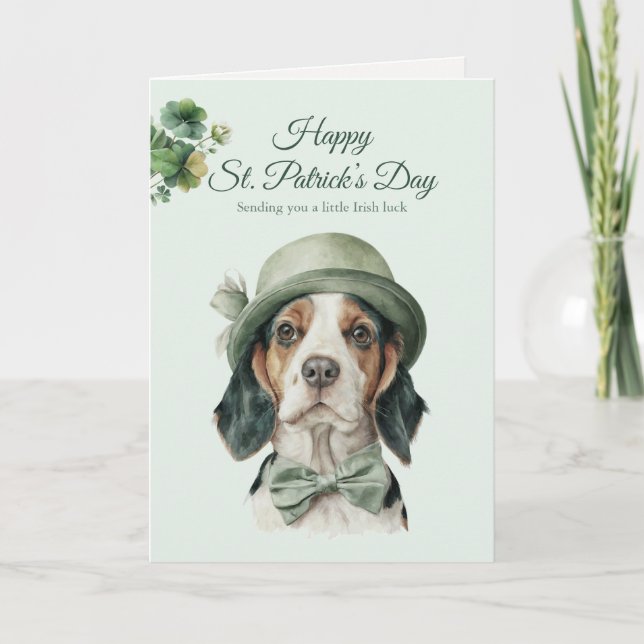 Cartão De Festividades St. Patrick's Day Dog Greeting Card – Irish Luck (Frente)