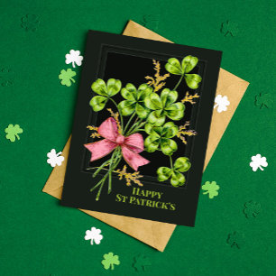 Cartão De Festividades St Patrick's Lucky Charm Shamrocks Vintage Cute