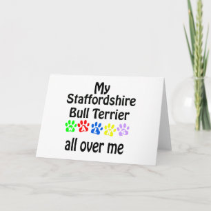 Cartão De Festividades Staffordshire Bull Terrier Walks Design
