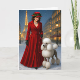 Cartão De Festividades Standard Poodle Holiday Card