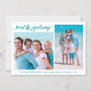 Cartão De Festividades Starfish Tropical SEAsons Saudações   Duas Fotog